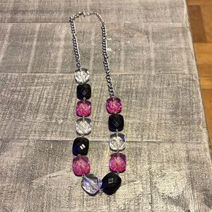 Chunky Statement Piece Pink and Black Beaded Necklace